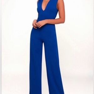 Lulus Thinking Out Loud Royal Blue Jumpsuit